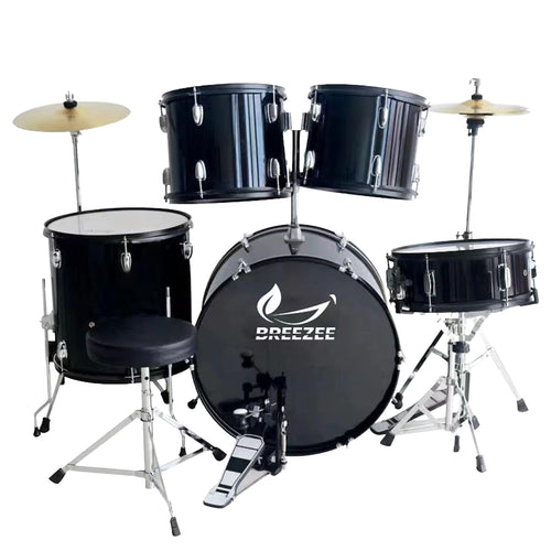 Batería acústica BREEZEE 22 pulgadas 5 piezas kit completo con banco pedal platillos
