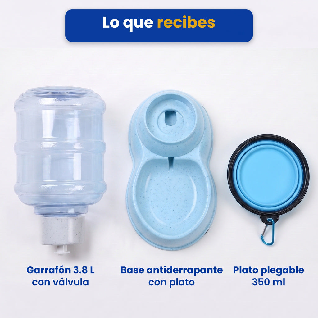 Bebedero automático 3.8 L, lo que recibes azul