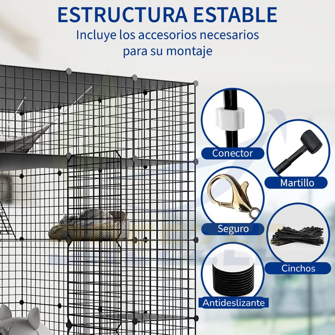 Accesorios de montaje incluidos: conectores, martillo de goma, seguros y cinchos