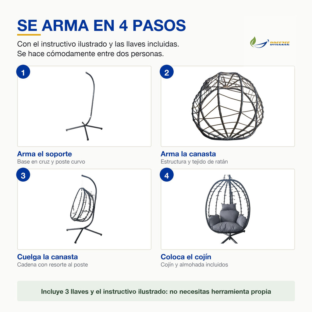 Armado en 4 pasos con las llaves y el instructivo incluidos