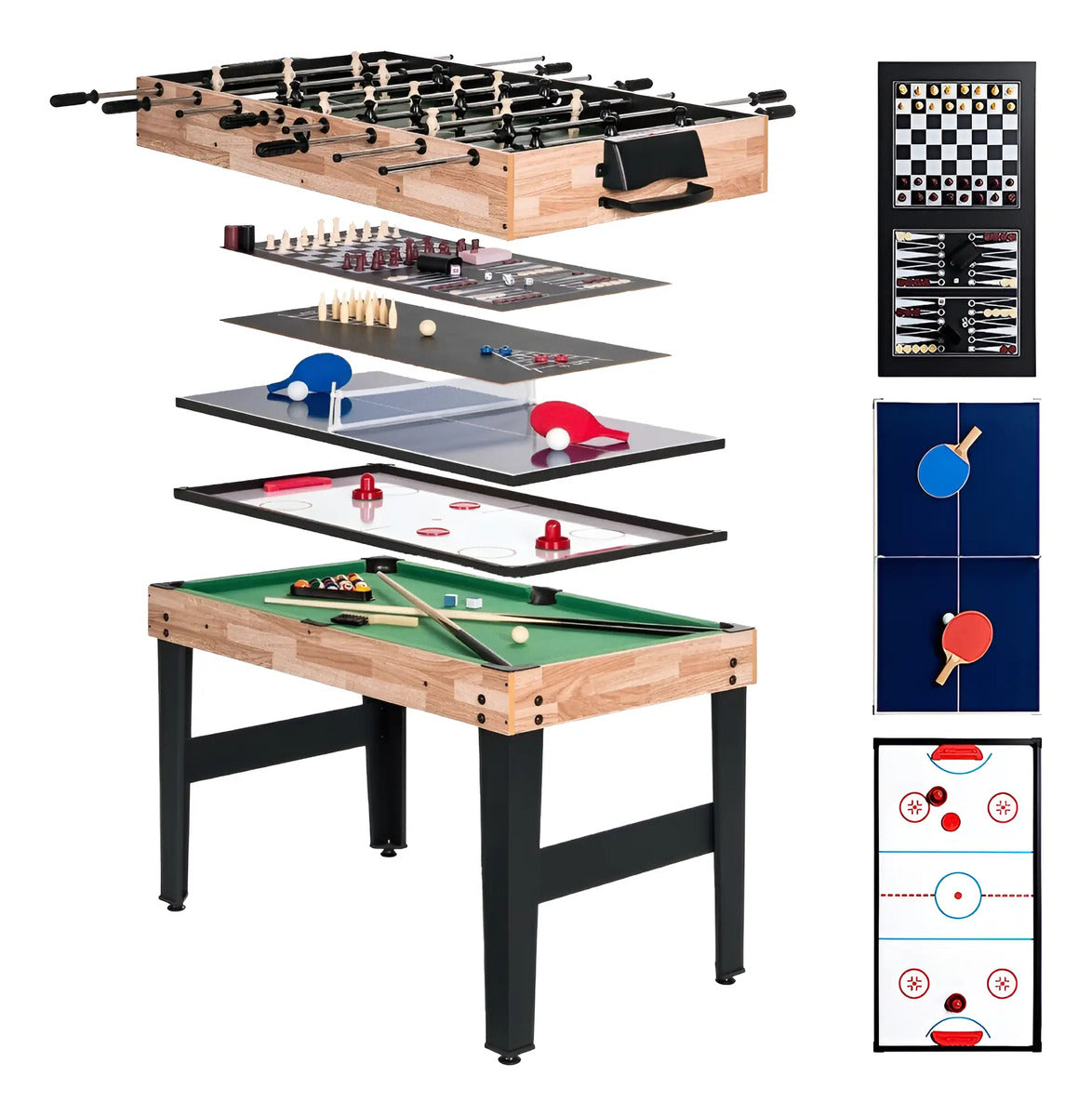Mesa Multijuegos 10 En 1 Futbolito Billar Hockey Bolos Y Más Marrón Claro — BREEZEE