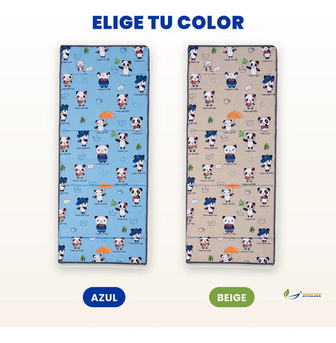 Tapete para Siesta Plegable con Bolsa - Estampado Panda azul
