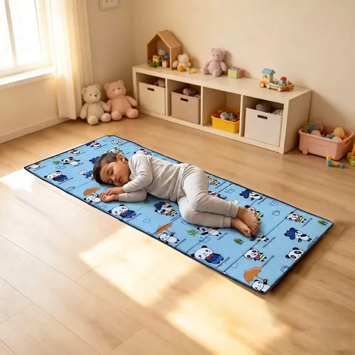 Tapete para Siesta Plegable con Bolsa - Estampado Panda azul