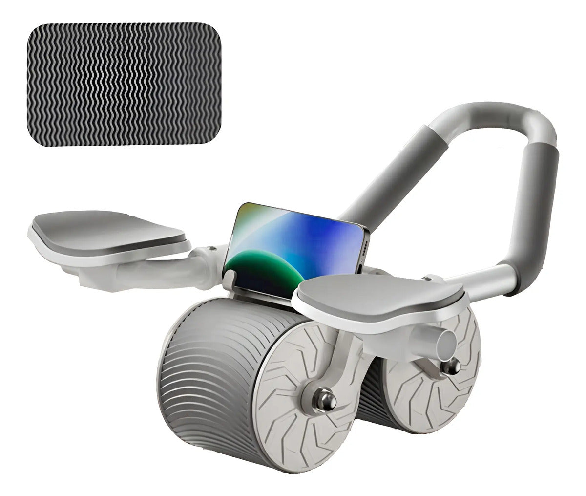 Rodillo abdominal BREEZEE color gris con soporte para celular y descansabrazos