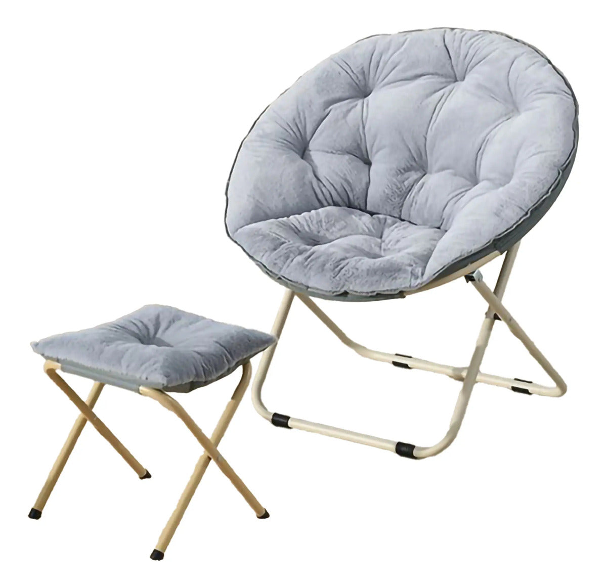 Silla de luna BREEZEE gris afelpada de 90 cm con reposapiés incluido