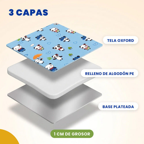 Tapete para Siesta Plegable con Bolsa - Estampado Panda azul
