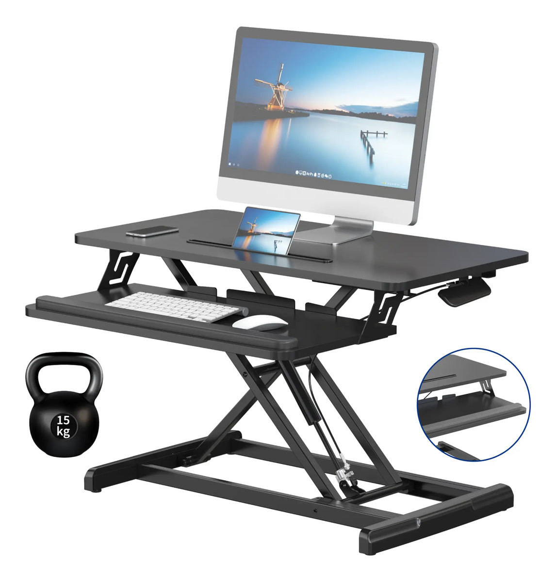 Base Elevador Monitor Escritorio Ajustable Sentado De Pie — BREEZEE