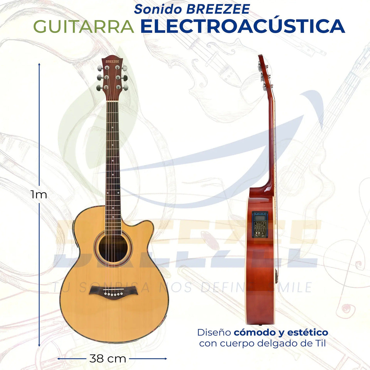 BREEZEE GUITARELECACUS40-NEGRO
