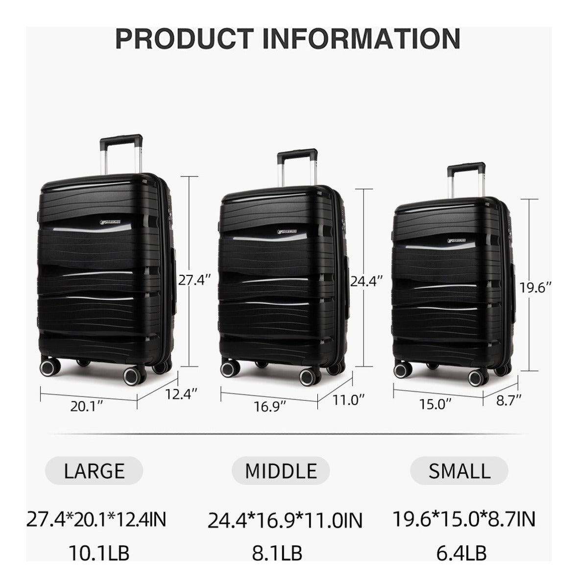 BREEZEE SETMALETEXP2028-NEGRO