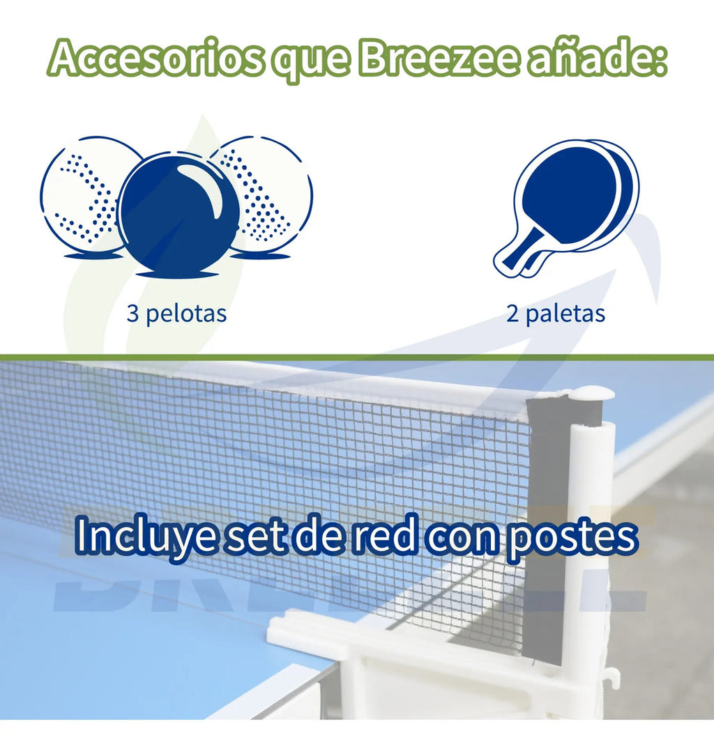 Medidas de la mesa de ping pong mediana Breezee 183 x 91 x 76 centimetros