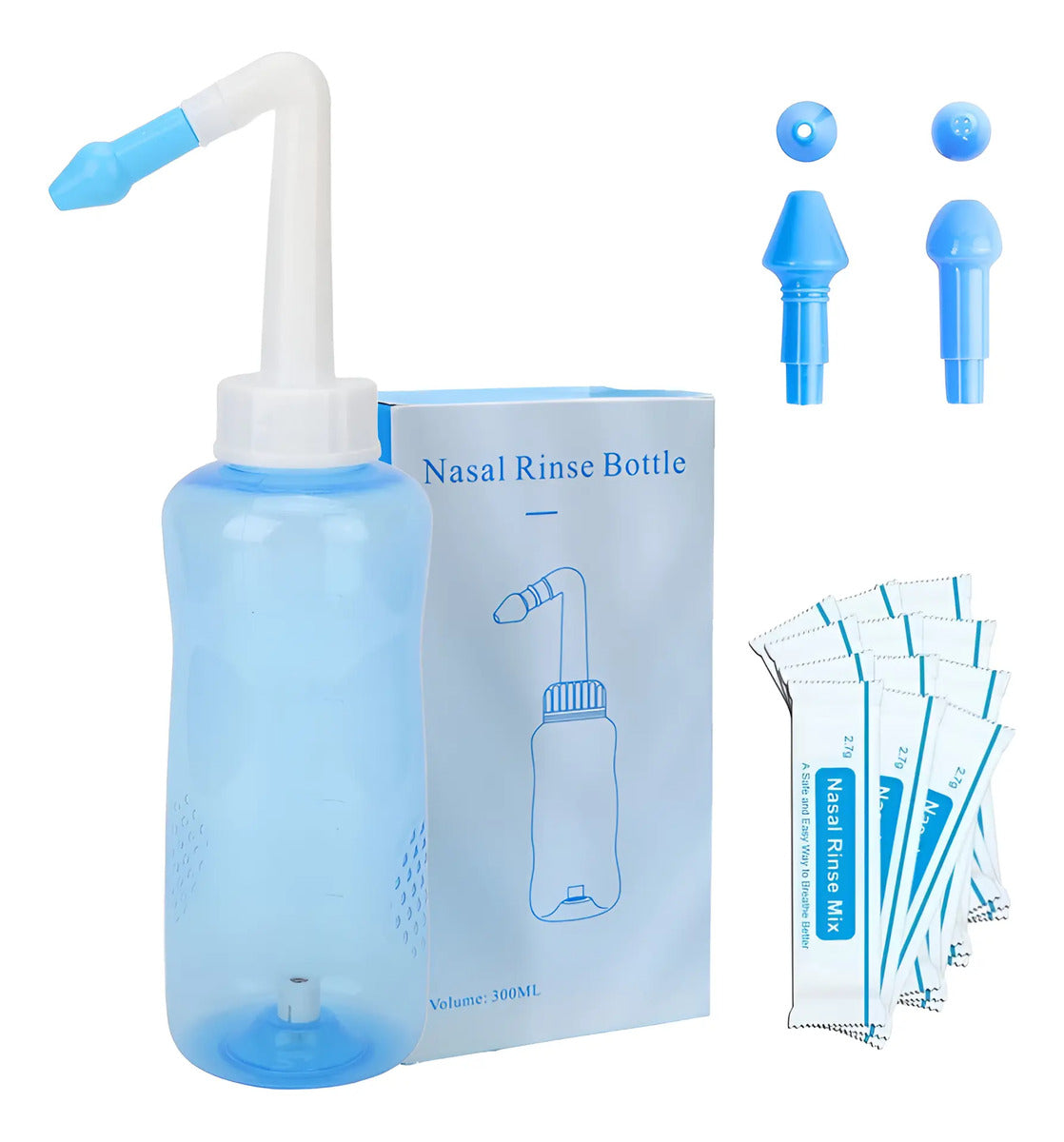 Kit de Enjuague Nasal de 300 ml con Dos Boquillas — BREEZEE