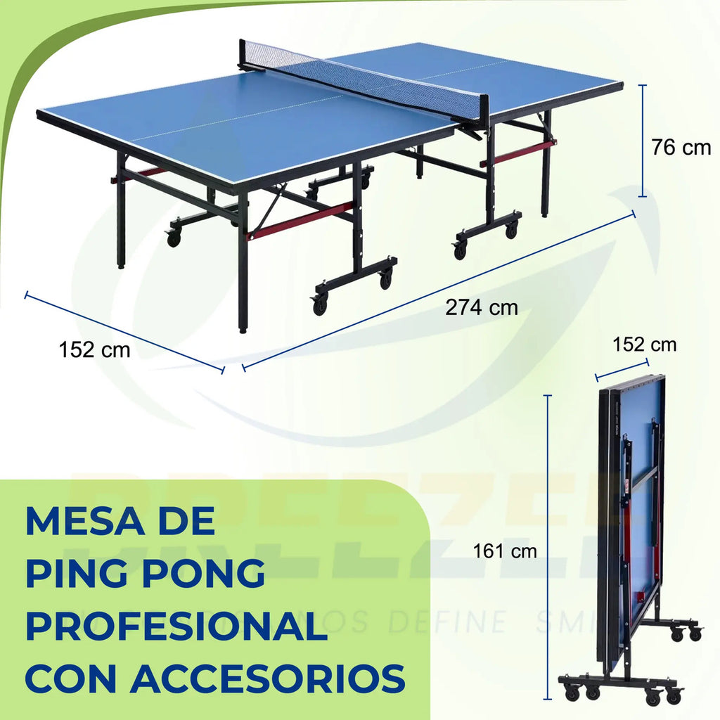Mesa de ping pong Breezee Pro con ruedas y freno para transportar facil