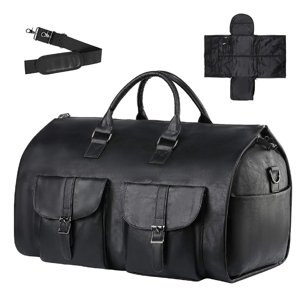 Bolsa Maleta Portatraje De Viaje Expandible Espaciosa Negro Lisa — BREEZEE
