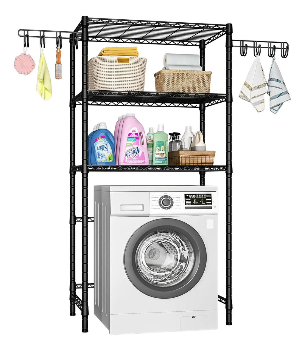 BREEZEE Estante Organizador para lavadora 3 repisas 75 kg negro