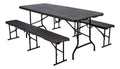 Set de Mesa y 2 Bancas Tipo Madera de 180 cm para Exterior — BREEZEE