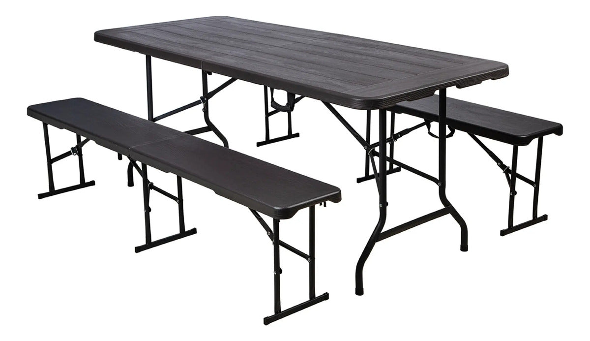 Set de Mesa y 2 Bancas Tipo Madera de 180 cm para Exterior — BREEZEE