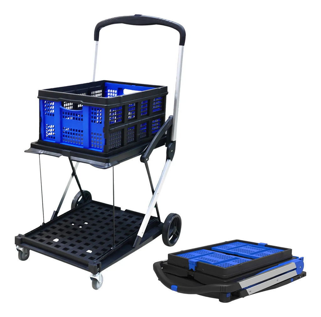 Carrito de Compras Plegable con 2 Canastas y Ruedas — BREEZEE