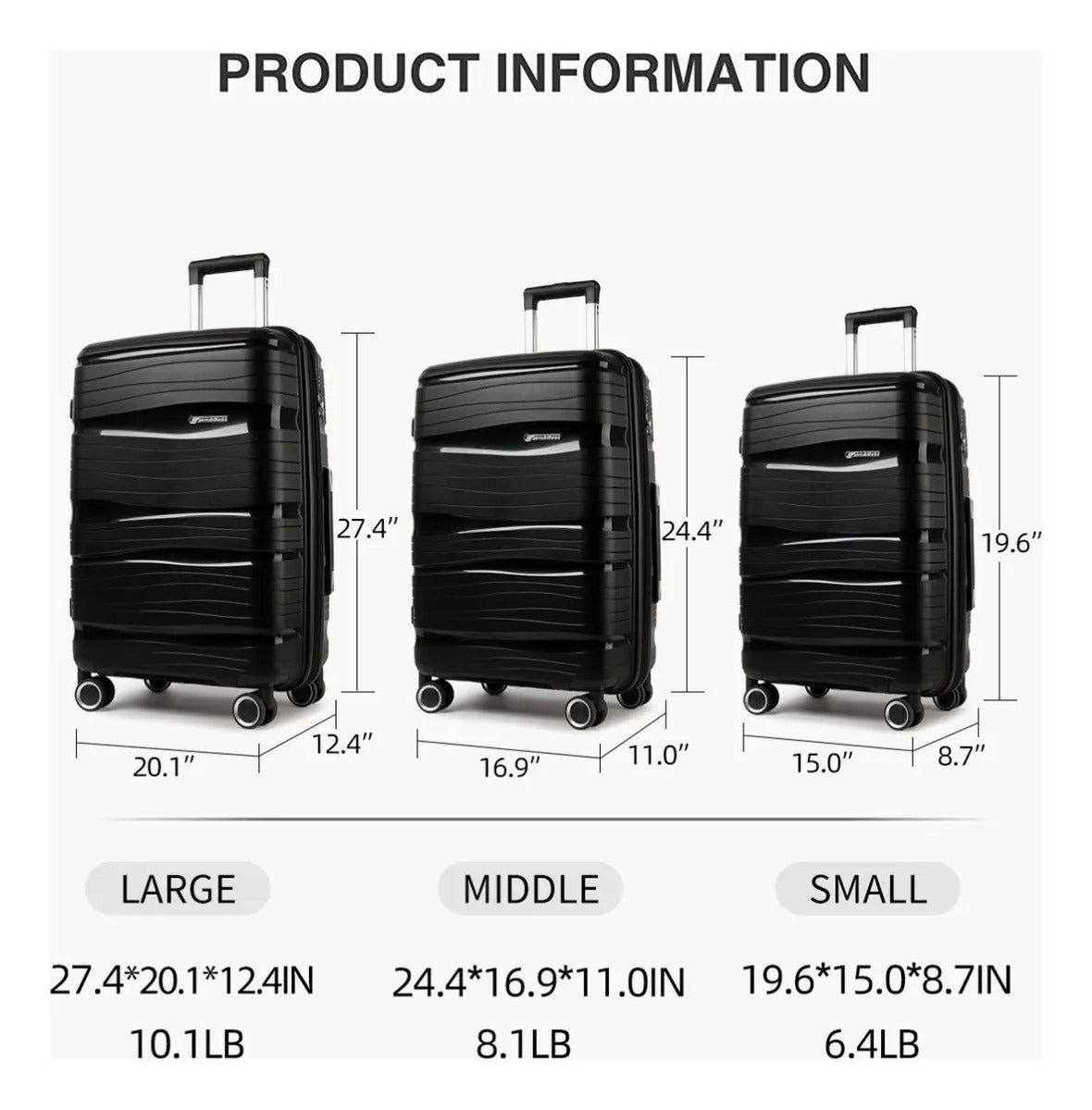 BREEZEE SETMALETEXP2028-NEGRO