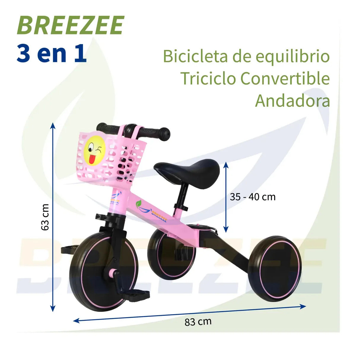 BREEZEE TRICICLO3EN1-ROSA