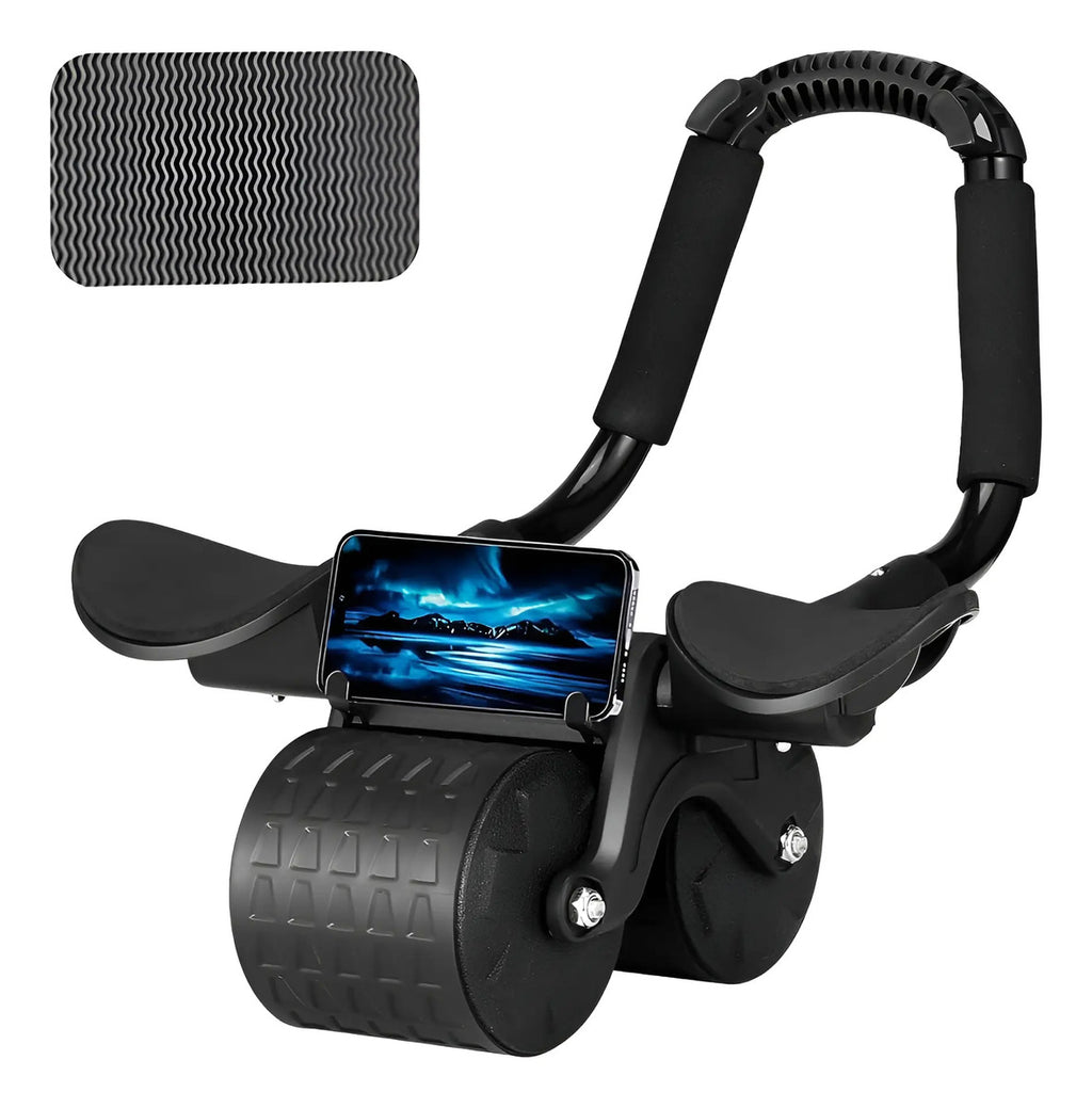 Rodillo abdominal BREEZEE color negro con soporte para celular y descansabrazos