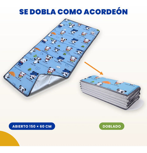 Tapete para Siesta Plegable con Bolsa - Estampado Panda azul