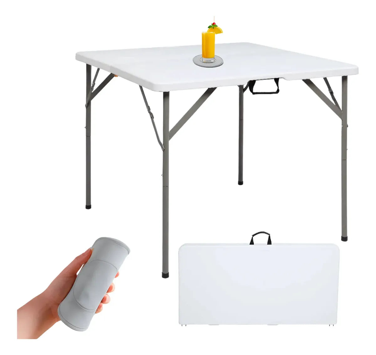 Mesa Plegable Cuadrada de Plástico 86x86 cm Tipo Portafolio — BREEZEE