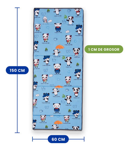Tapete para Siesta Plegable con Bolsa - Estampado Panda azul