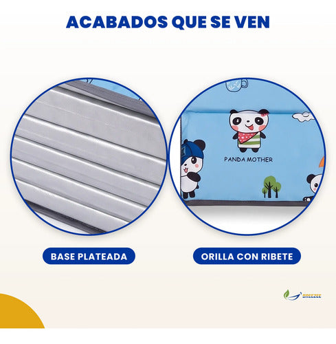 Tapete para Siesta Plegable con Bolsa - Estampado Panda azul