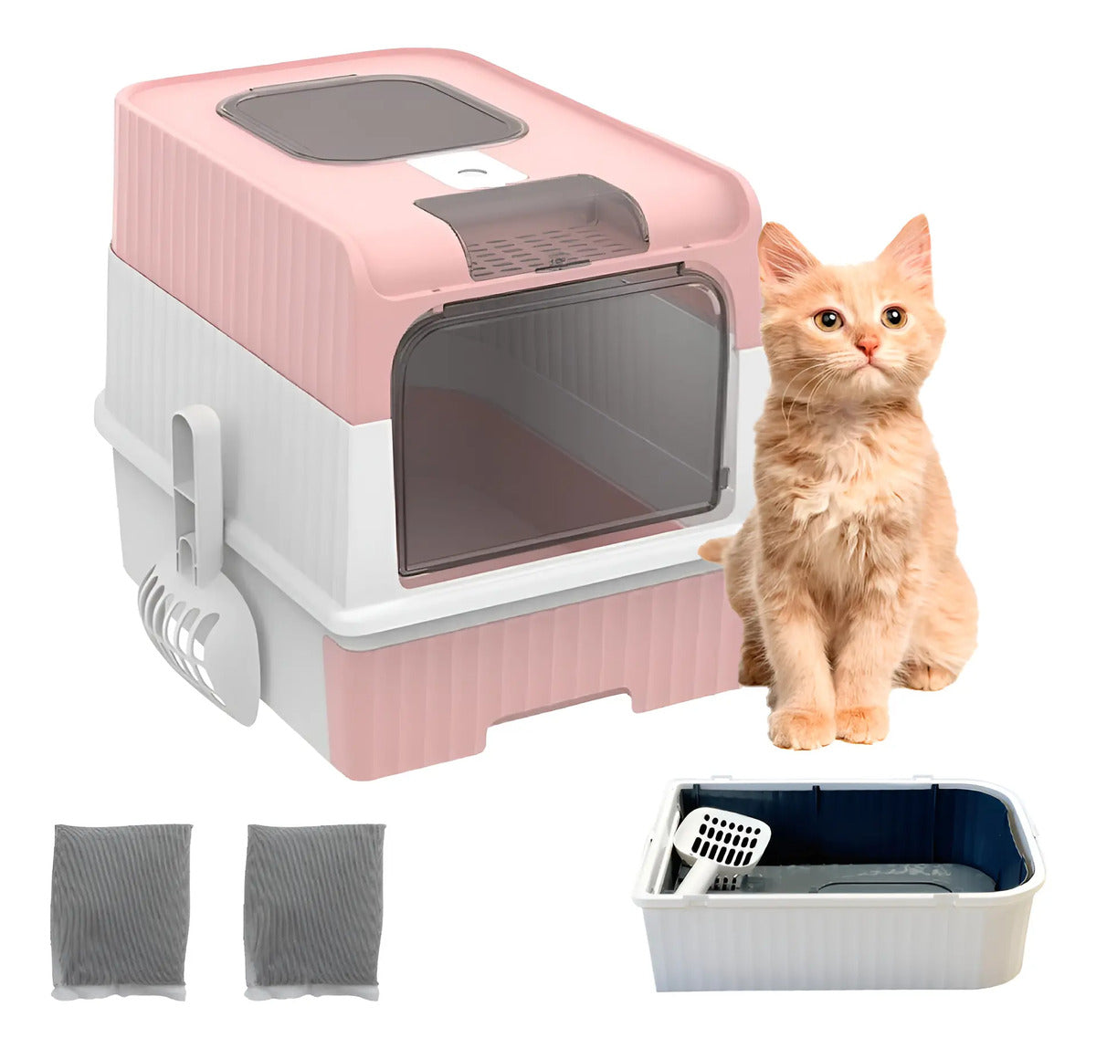 Arenero Cerrado Plegable para Gato con Pala Recogedora — BREEZEE