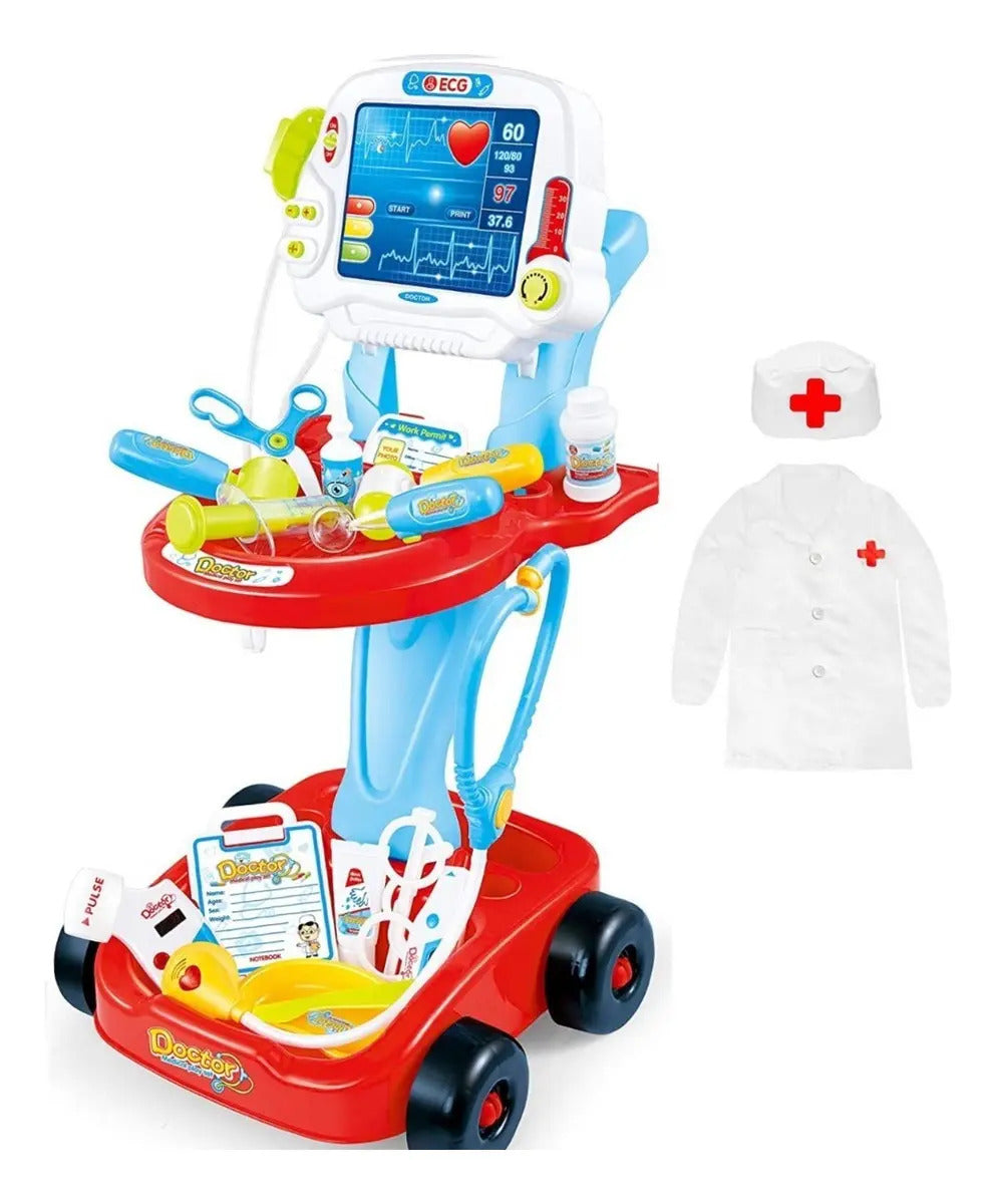 Set de Doctor de Juguete con Carrito y Signos Vitales — BREEZEE
