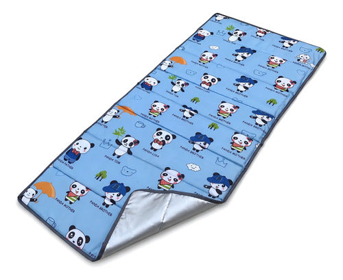 Tapete para Siesta Plegable con Bolsa - Estampado Panda azul