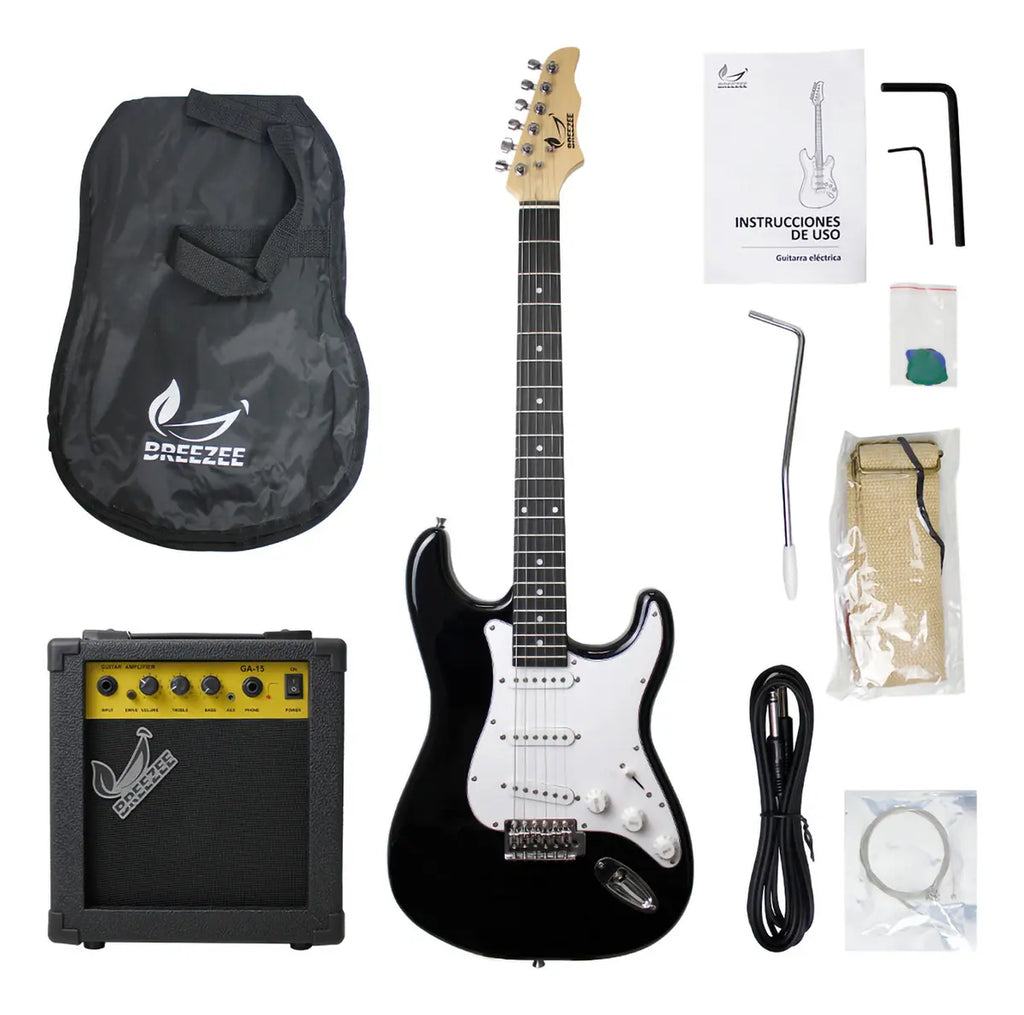 Guitarra Electrica Diseño Clasico Amplificador Cuerdas Funda Color Azul Material Del Diapasón Arce Orientación De La Mano Diestro — BREEZEE