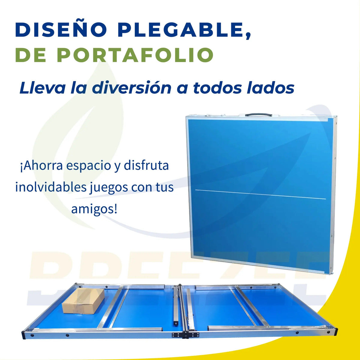 Mesa de ping pong Breezee plegada tipo portafolio para guardar facil