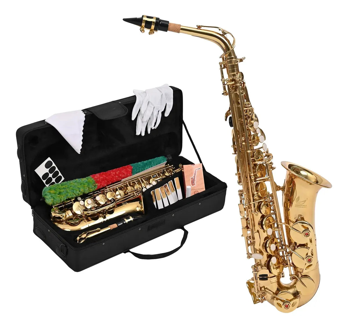 Saxofón Alto Profesional de Latón Laqueado con Accesorios — BREEZEE
