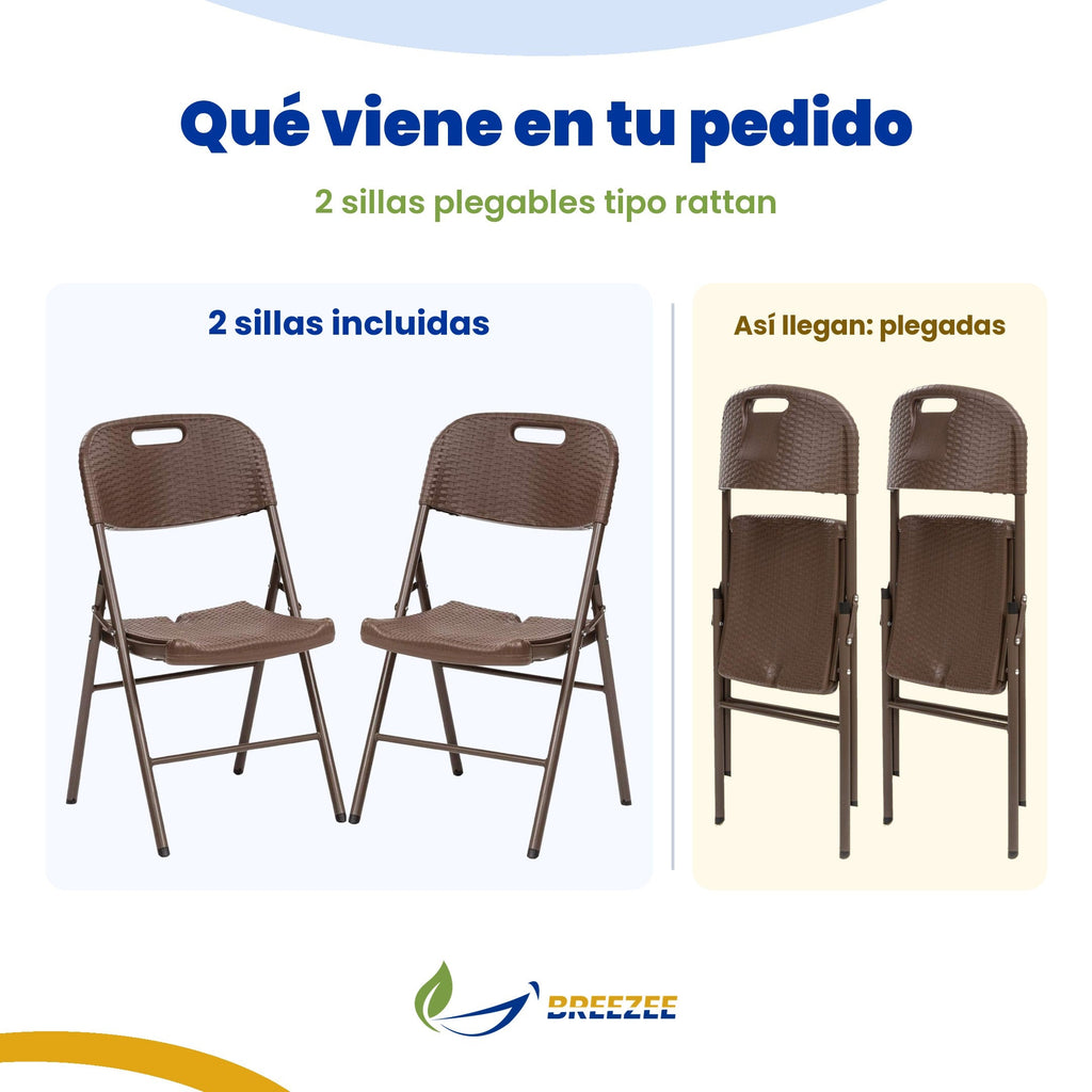 Qué viene en tu pedido: 2 sillas incluidas que llegan plegadas
