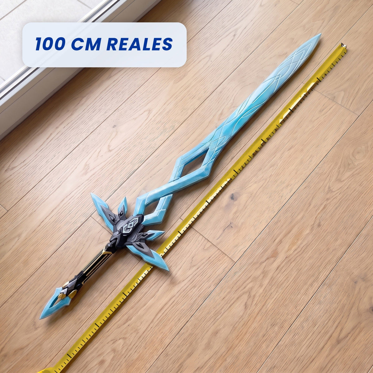 Espada de juguete Firefly de 100 cm junto a cinta métrica