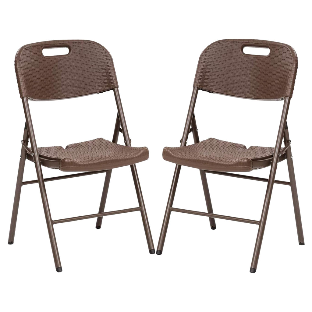BREEZEE Set de 2 sillas plegables tipo rattan café