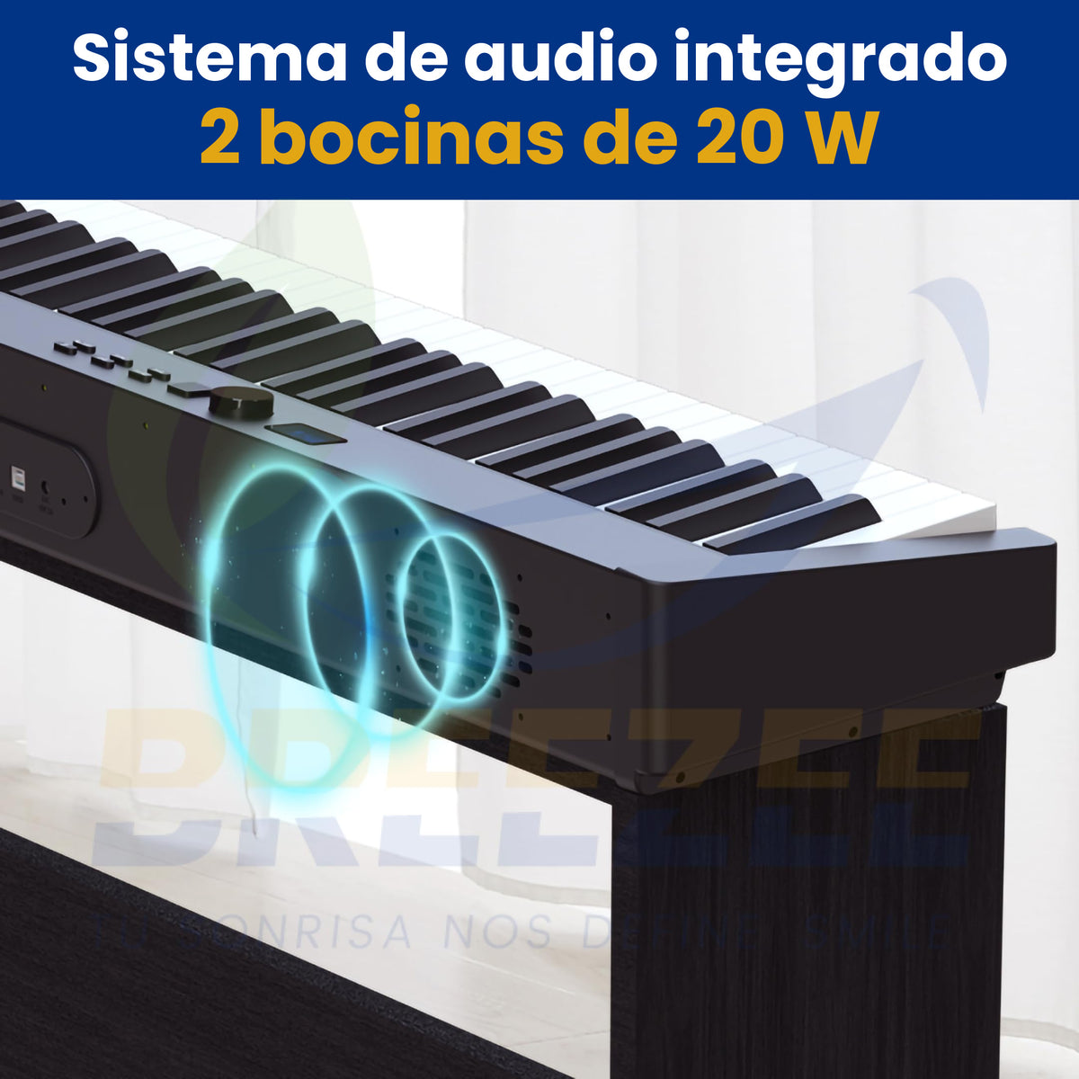 Piano digital BREEZEE sistema de audio integrado con 2 bocinas de 20 W