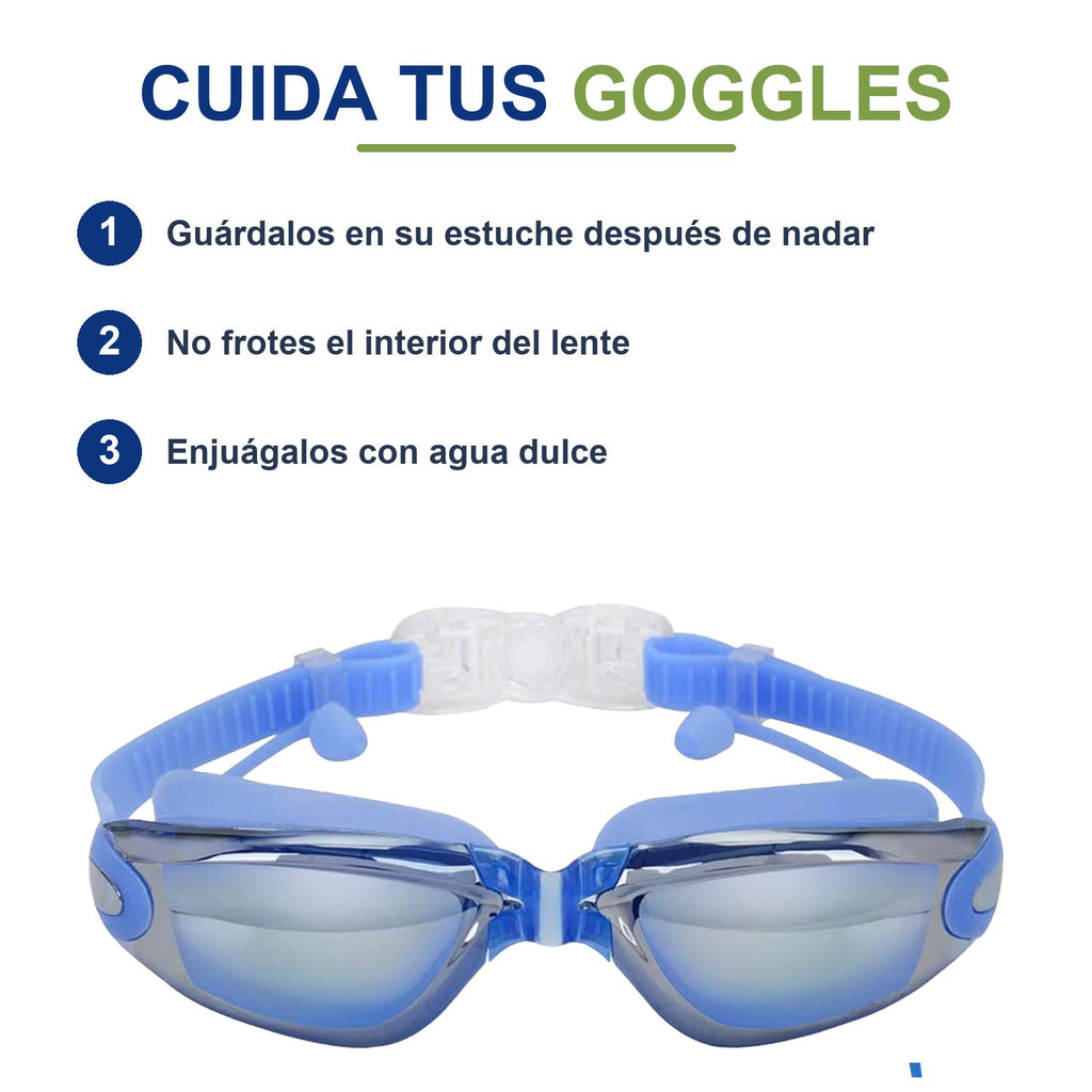 Cómo cuidar tus goggles: estuche, no frotar el interior, enjuagar con agua dulce