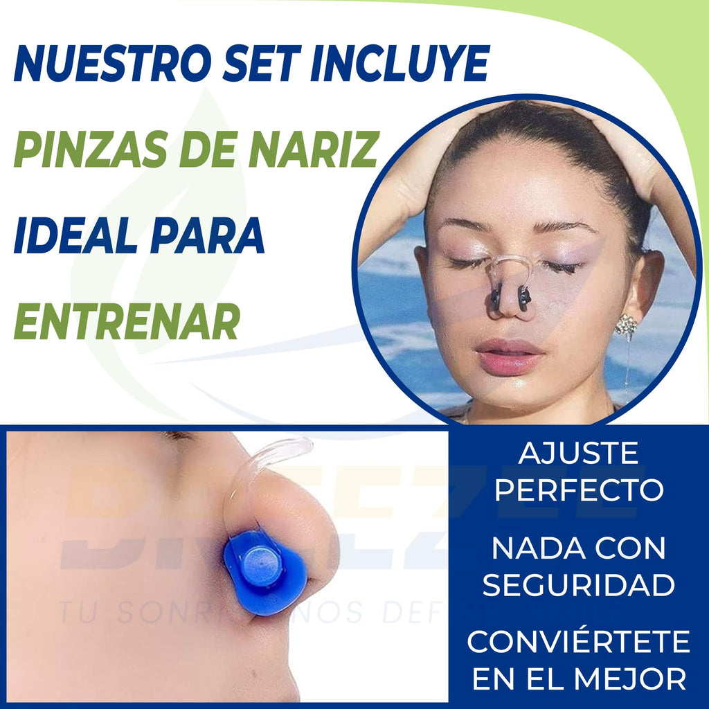 Pinza nasal incluida para evitar la entrada de agua