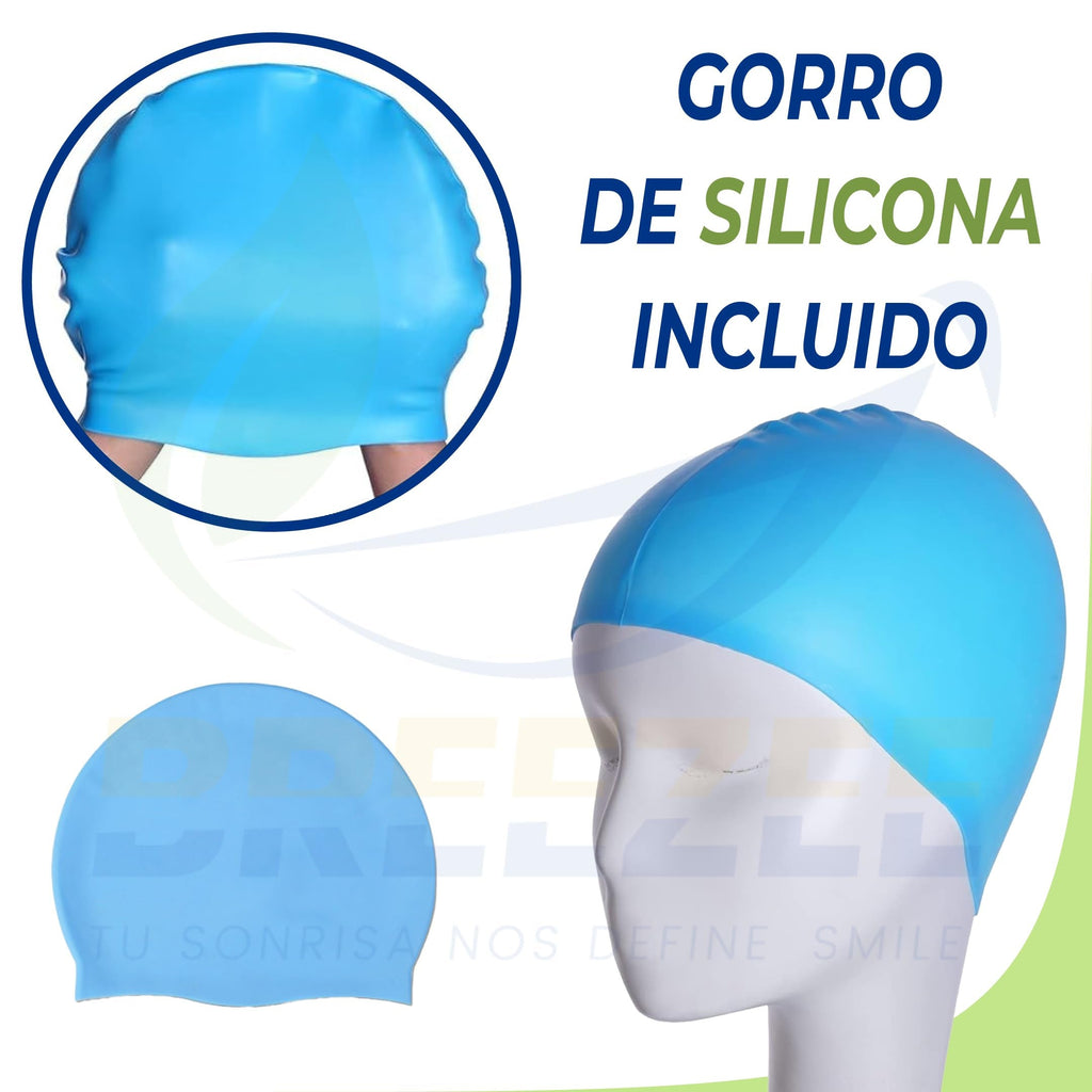 Gorro de silicona incluido en el kit de natación BREEZEE