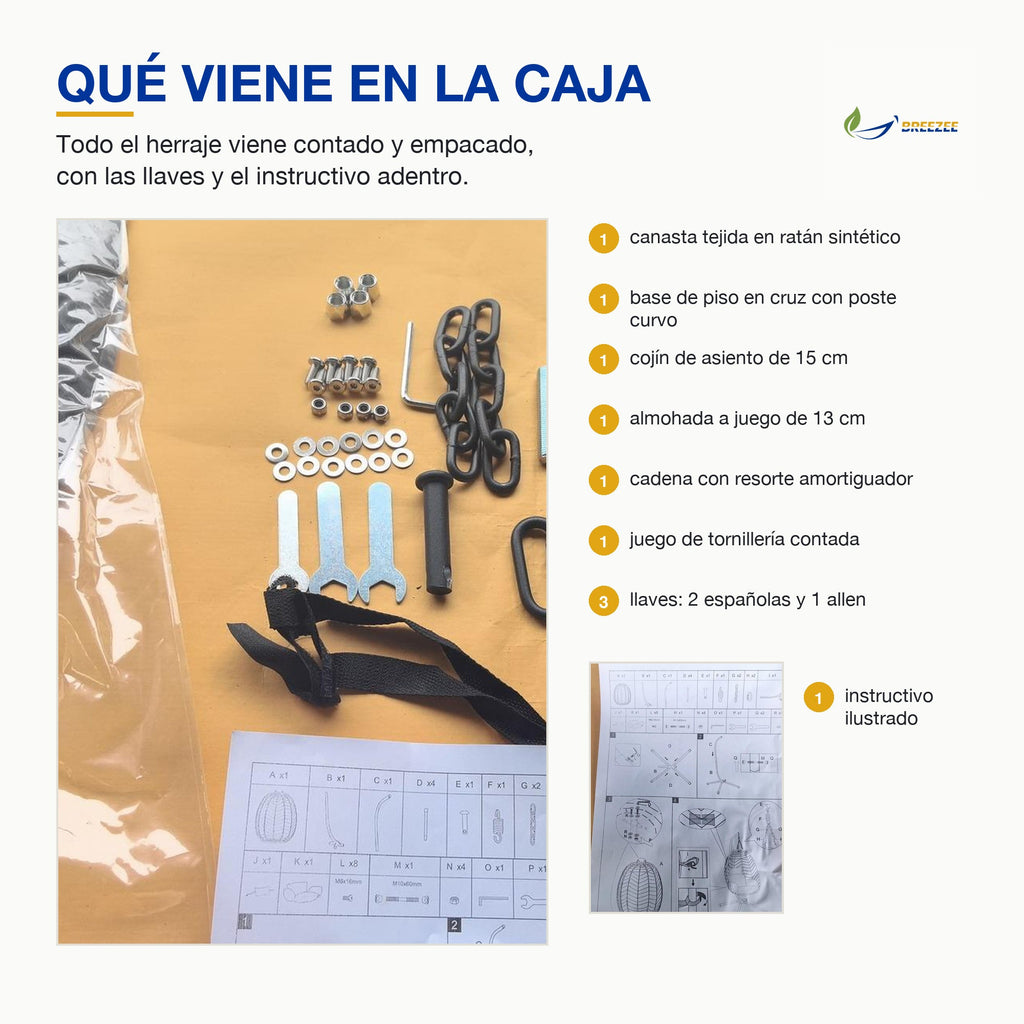 Contenido de la caja: tornillería, 3 llaves e instructivo ilustrado