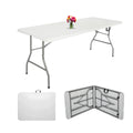 Mesa plegable Breezee 240 cm blanca resistente con vista plegada tipo maletin portatil