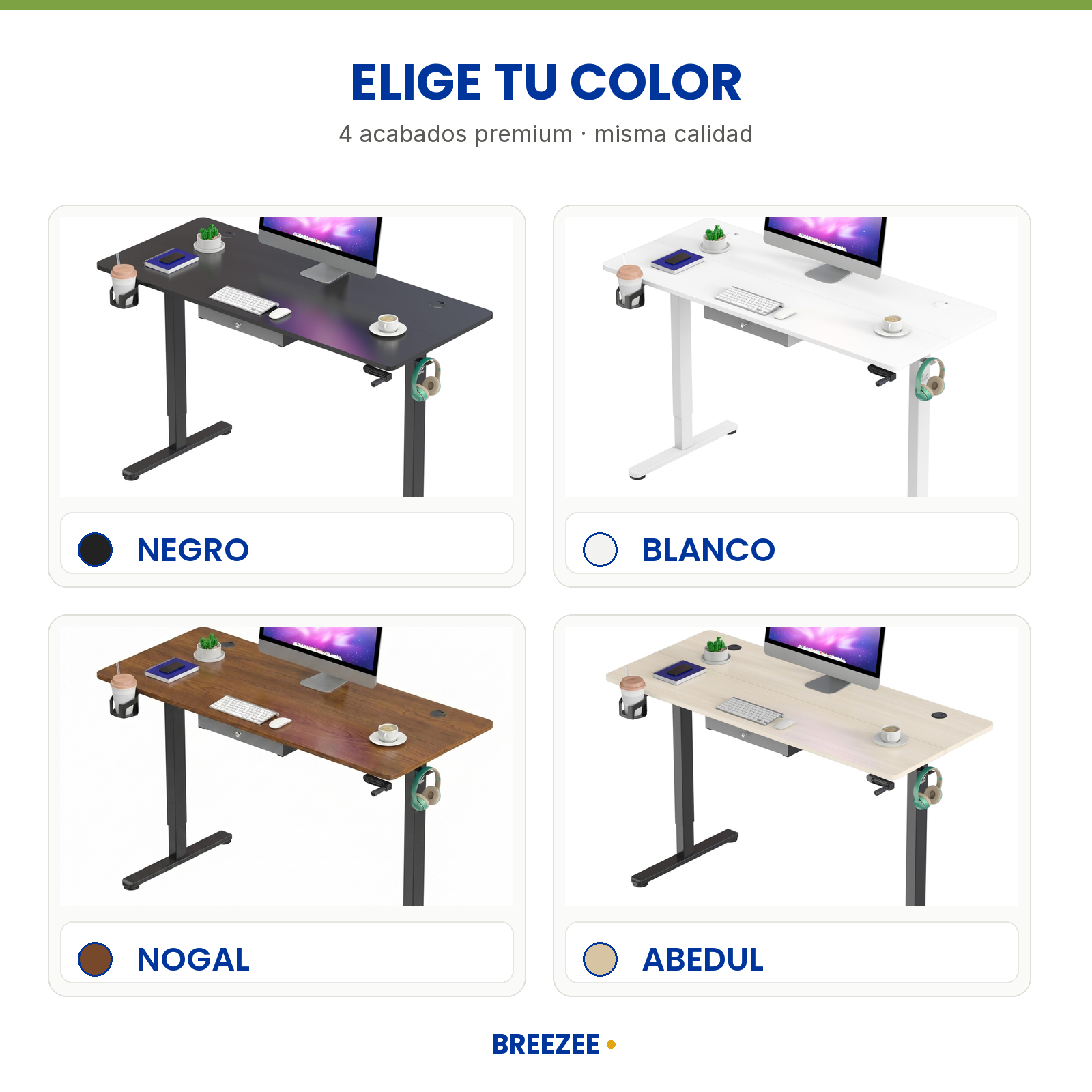 Colores disponibles negro blanco nogal abedul BREEZEE
