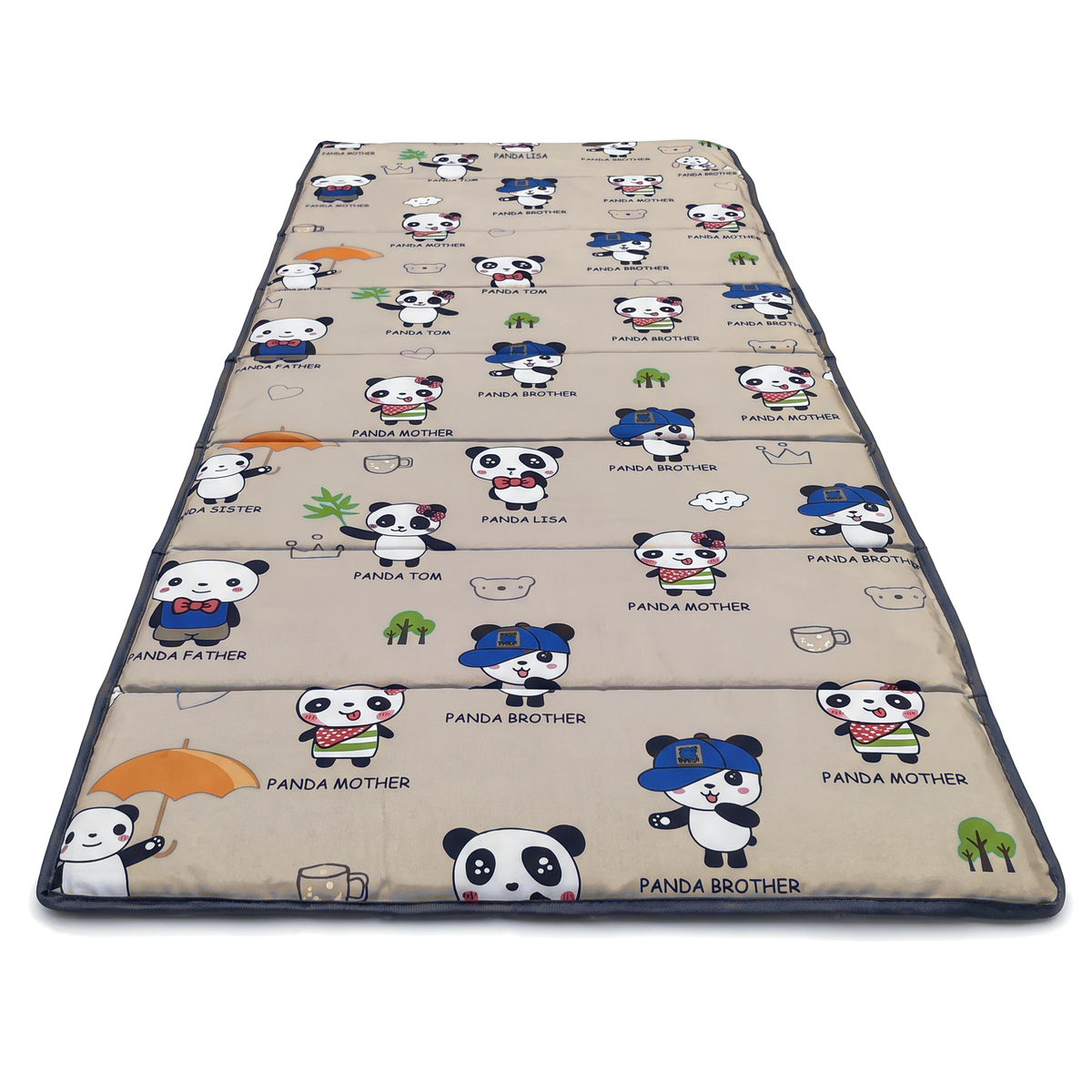 Tapete para siesta extra acolchado estampado panda beige, frente, extendido
