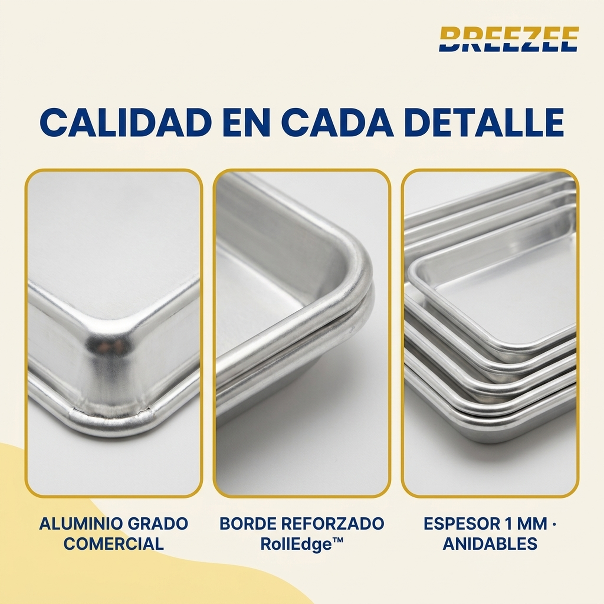 Detalle macro del aluminio grado comercial y borde reforzado