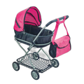 Carriola de juguete para muñecas 3 en 1 BREEZEE color rosa chicle vista frontal