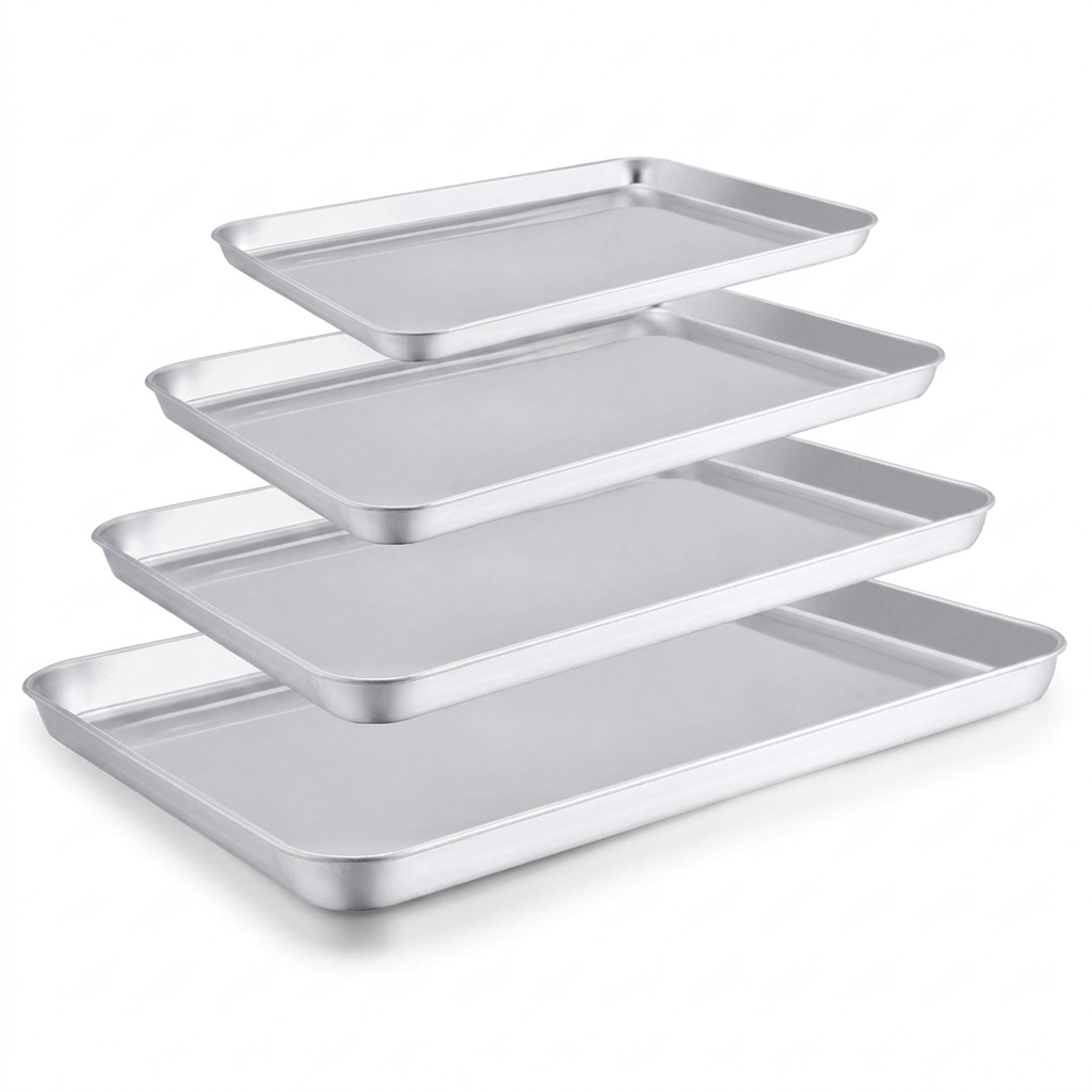 Set de 4 charolas de aluminio para hornear BREEZEE anidables vista frontal