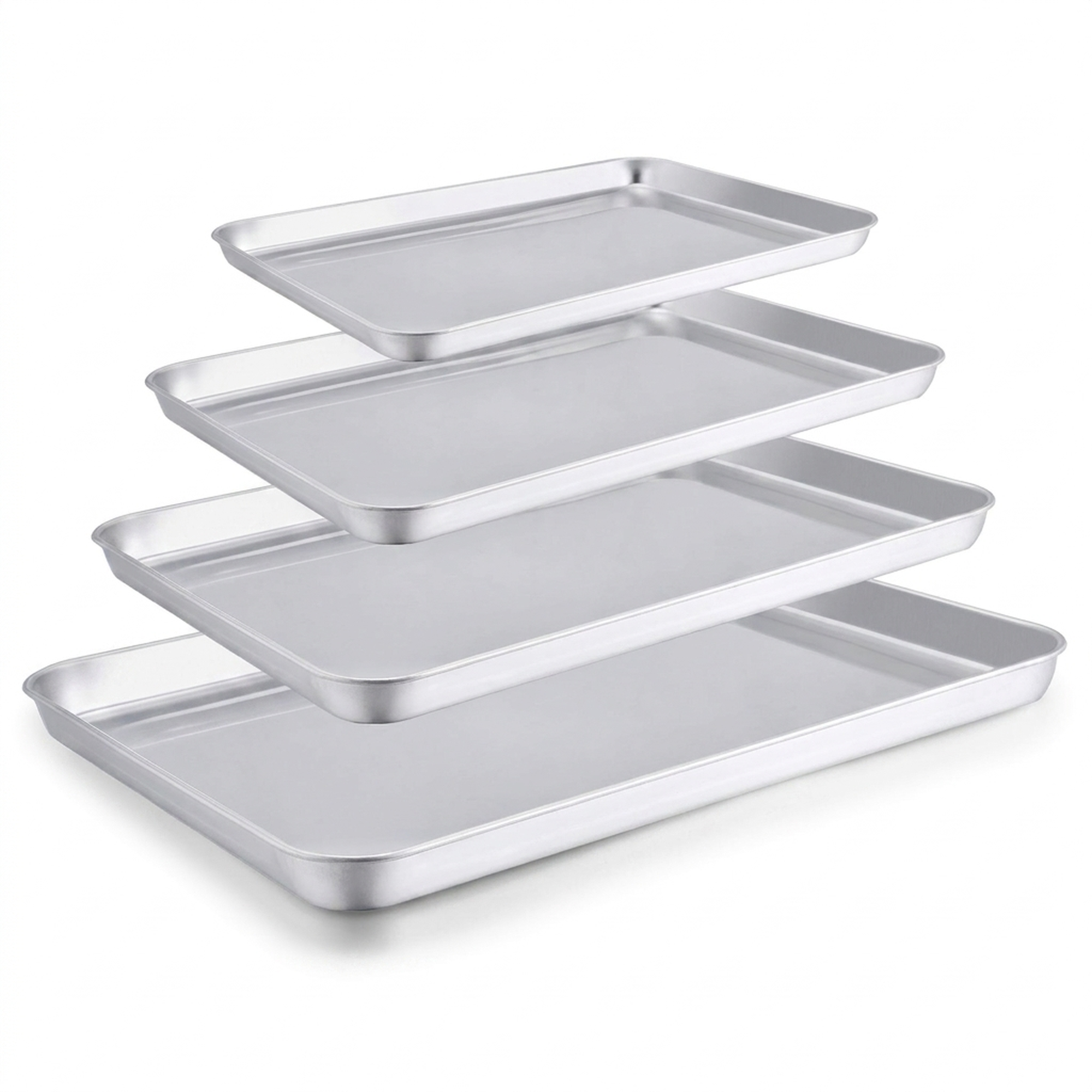 Set de 4 charolas de aluminio para hornear BREEZEE anidables vista frontal