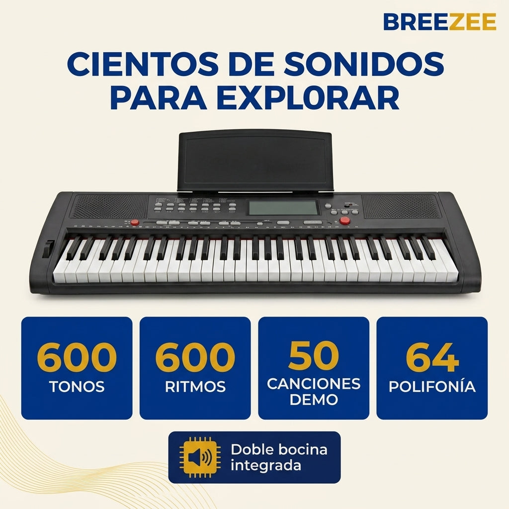 Teclado Electrónico 61 Teclas - Kit Completo con Micrófono, Pedal y Atril